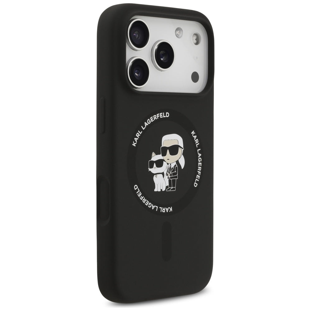 Etui MagSafe dla Apple iPhone 17 Pro, Karl Lagerfeld, Ring Karl & Choupette, Czarne