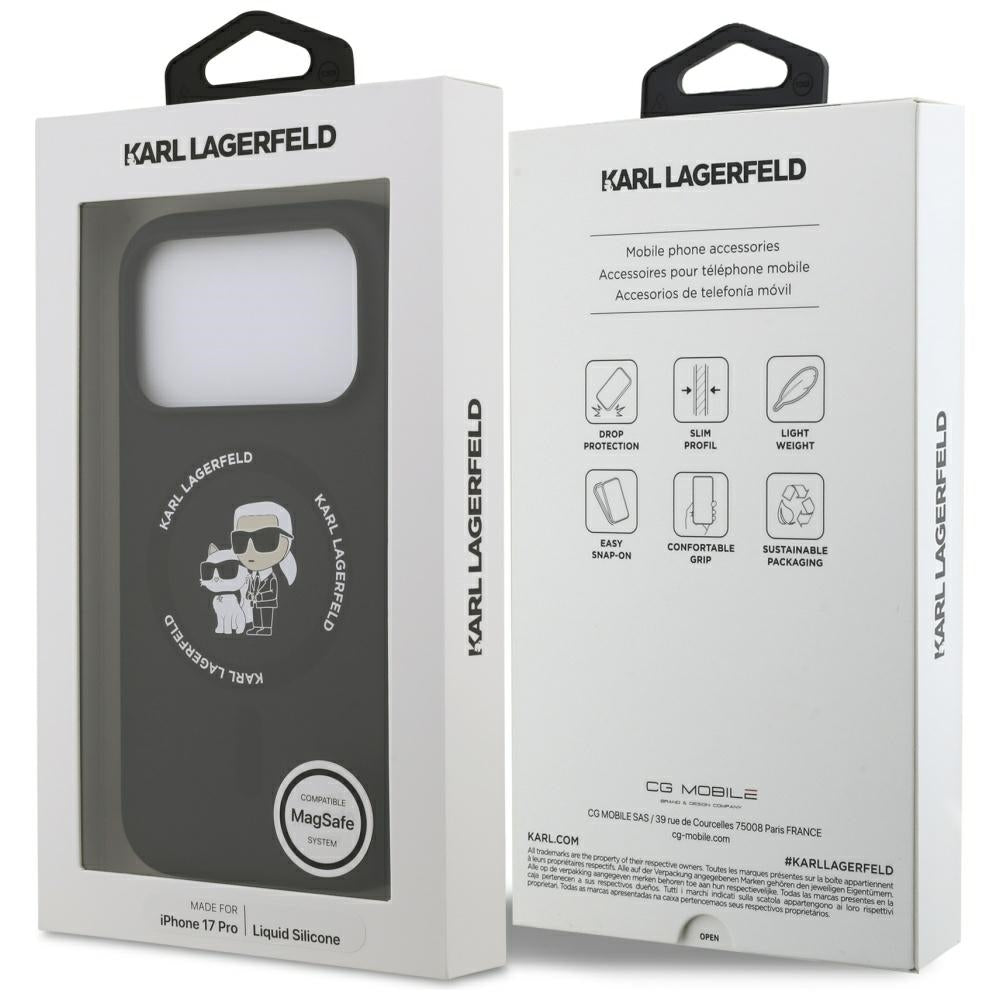 Etui MagSafe dla Apple iPhone 17 Pro, Karl Lagerfeld, Ring Karl & Choupette, Czarne