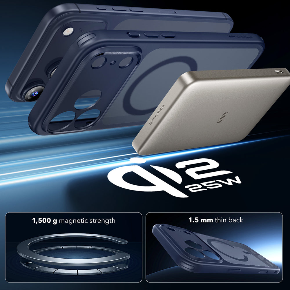 Etui MagSafe dla Apple iPhone 17 Pro Max, ESR, Classic Hybrid, Satynowy Niebieski