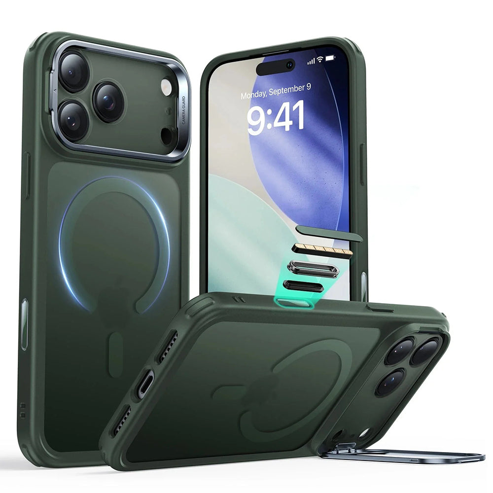 Etui MagSafe dla Apple iPhone 17 Pro Max, ESR, Classic Hybrid Kickstand, Satynowa Zieloność