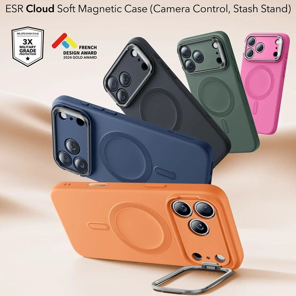 Etui MagSafe dla Apple iPhone 17 Pro Max, ESR, Cloud Soft Kickstand, Pomarańczowe