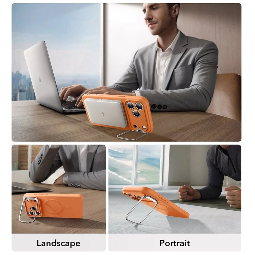 Etui MagSafe dla Apple iPhone 17 Pro Max, ESR, Cloud Soft Kickstand, Pomarańczowe