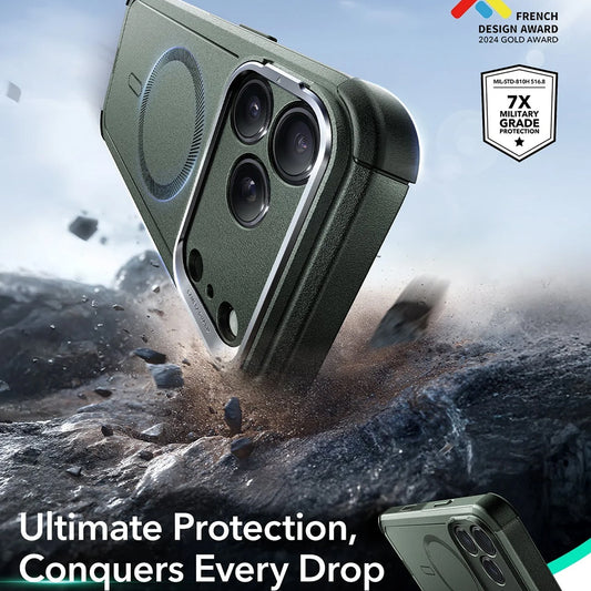 Etui MagSafe dla Apple iPhone 17 Pro Max, ESR, Cyber Armor Kickstand, Zielony