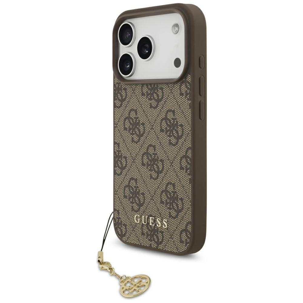 Etui MagSafe dla Apple iPhone 17 Pro Max, Guess, 4G Charm Cradle, Brązowy