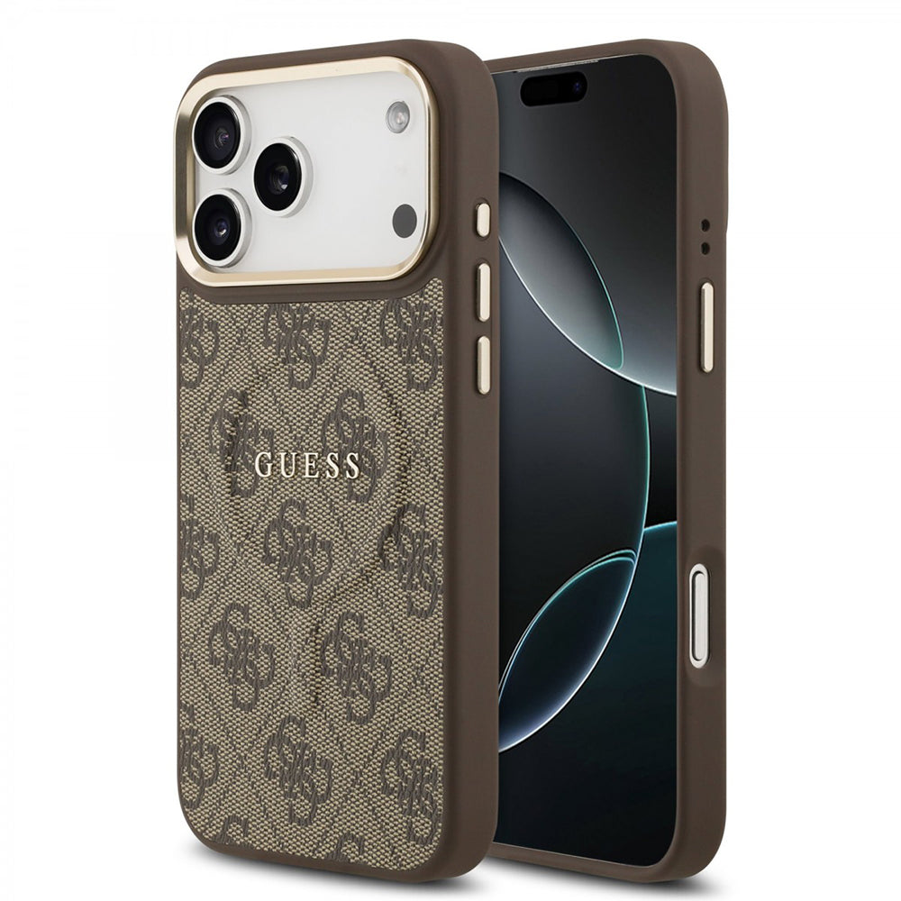 Etui MagSafe dla Apple iPhone 17 Pro Max, Guess, 4G Classic, Brązowy