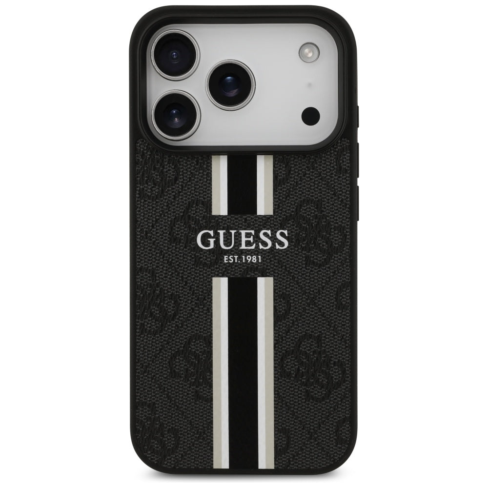 Etui MagSafe dla Apple iPhone 17 Pro Max, Guess, 4G Printed Stripes, Czarne