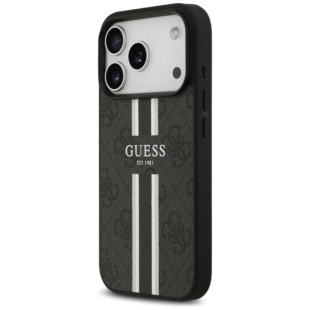 Etui MagSafe dla Apple iPhone 17 Pro Max, Guess, 4G Printed Stripes, Czarne