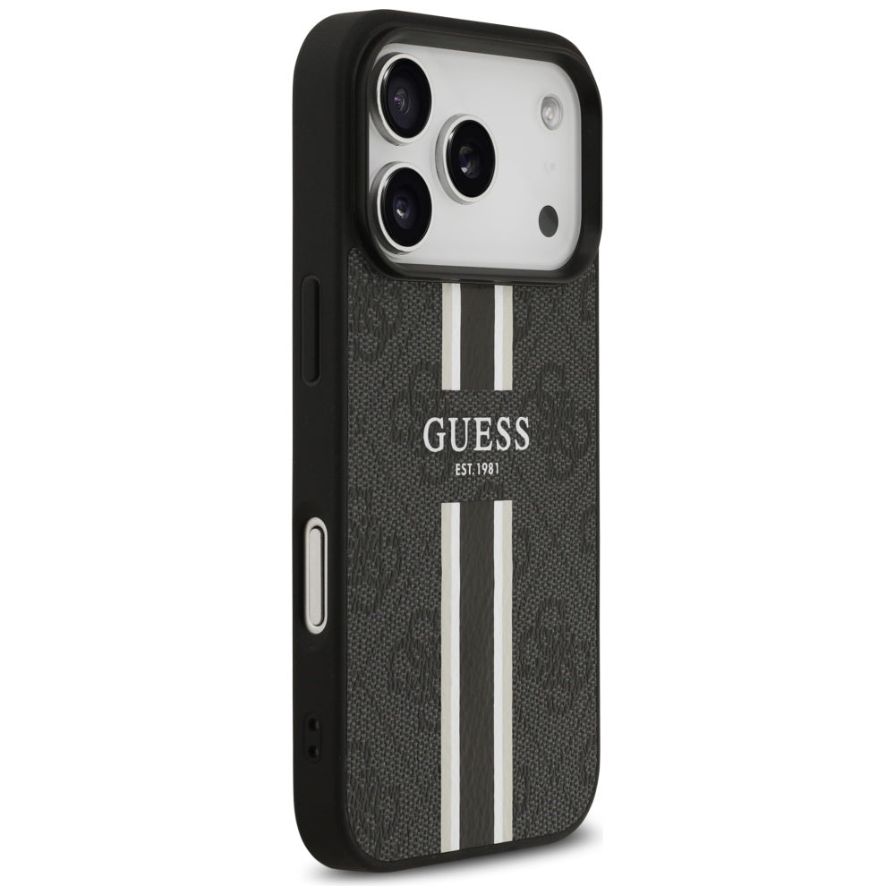 Etui MagSafe dla Apple iPhone 17 Pro Max, Guess, 4G Printed Stripes, Czarne