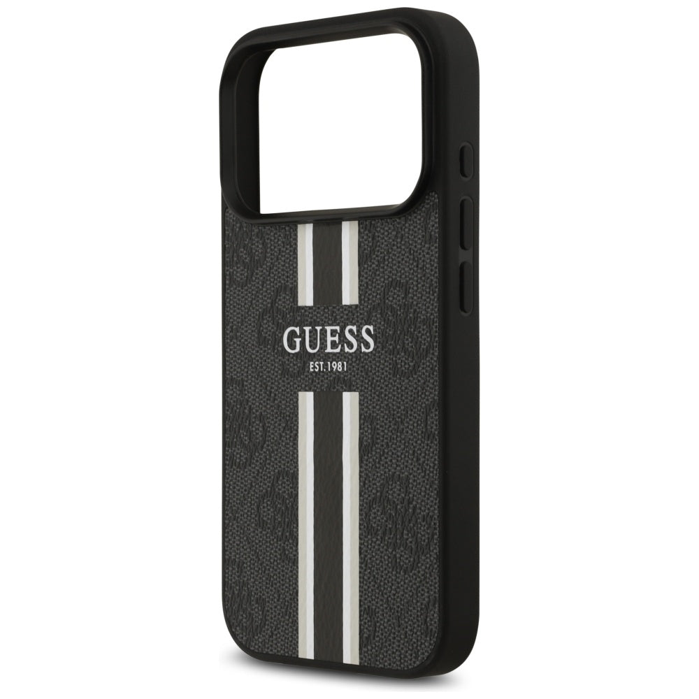 Etui MagSafe dla Apple iPhone 17 Pro Max, Guess, 4G Printed Stripes, Czarne