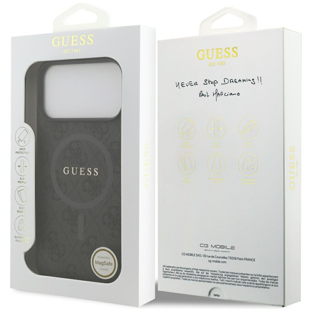 Etui MagSafe dla Apple iPhone 17 Pro Max, Guess, 4G Ring Classic Logo, Czarne