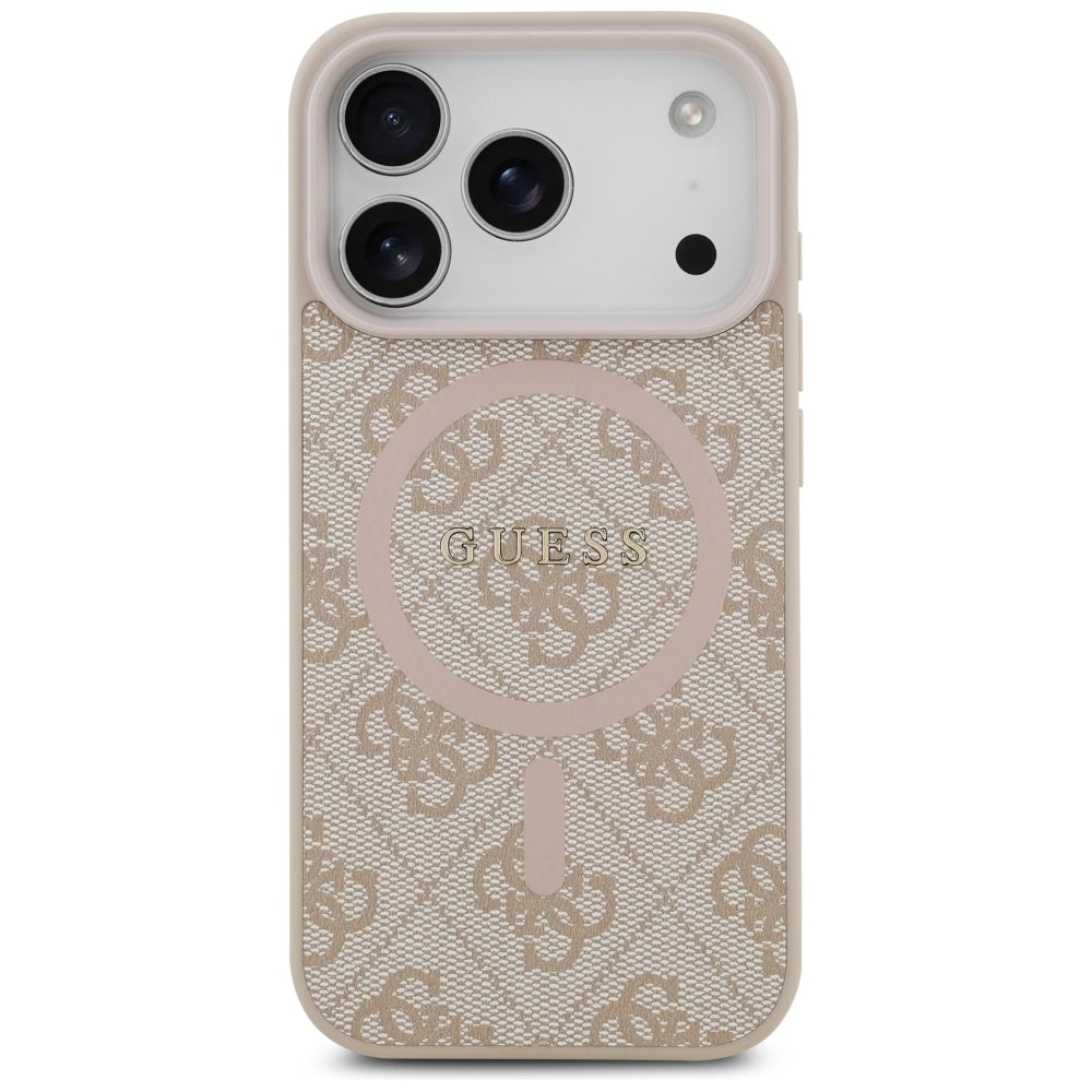 Etui MagSafe dla Apple iPhone 17 Pro Max, Guess, 4G Ring Classic Logo, Różowy