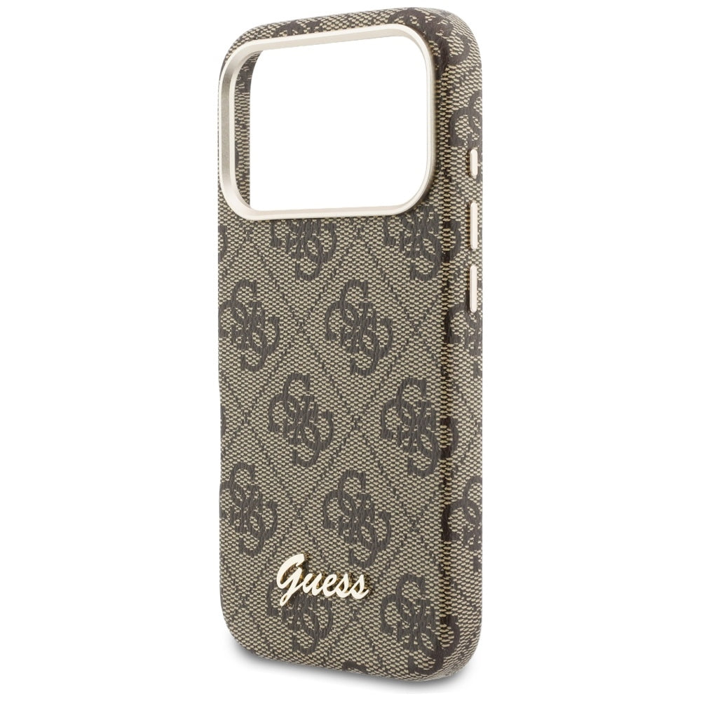 Etui MagSafe dla Apple iPhone 17 Pro Max, Guess, 4G Script Logo, Brązowy