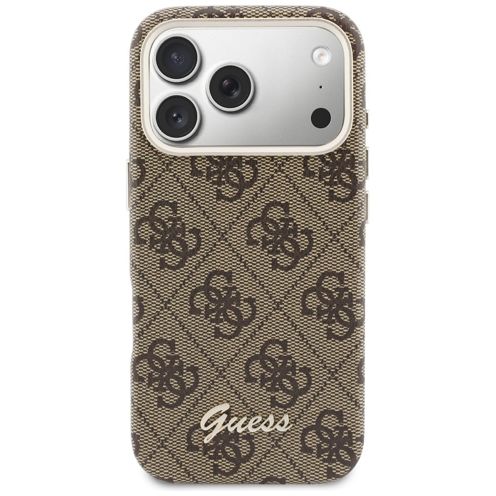 Etui MagSafe dla Apple iPhone 17 Pro Max, Guess, 4G Script Logo, Brązowy