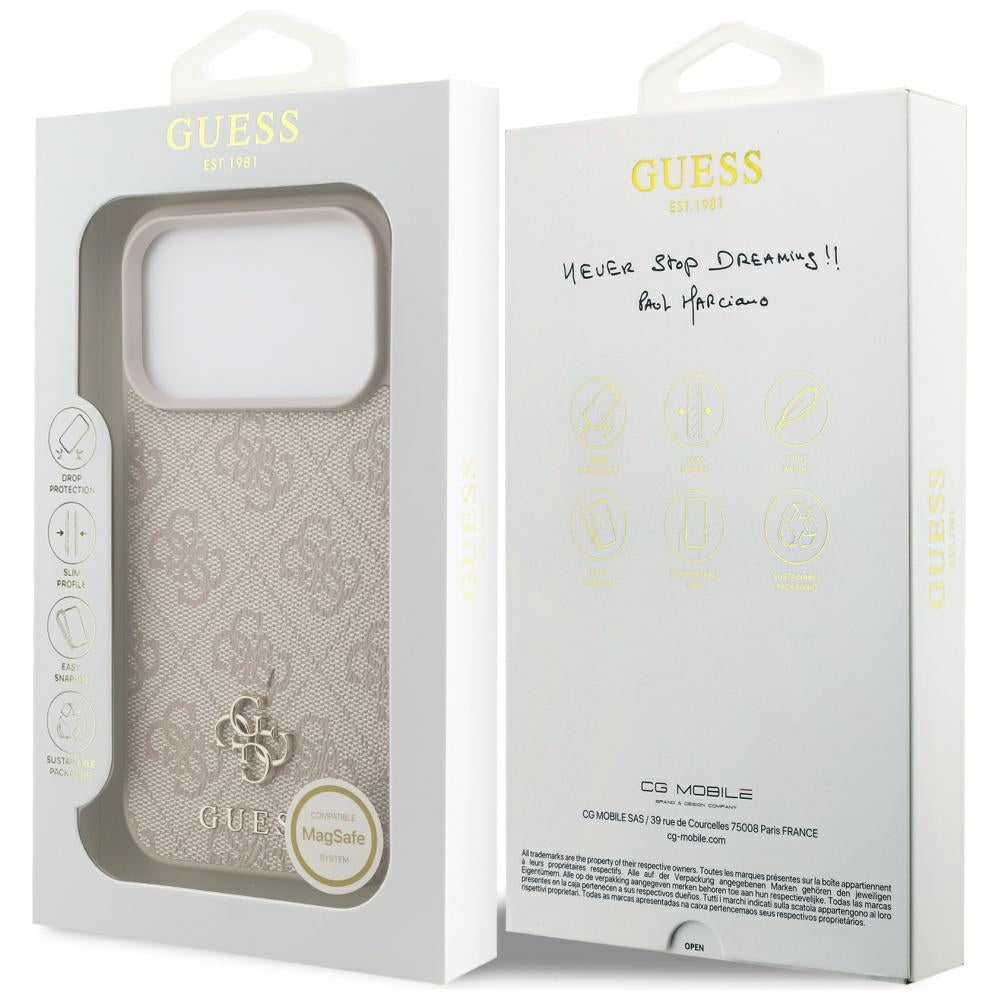 Etui MagSafe dla Apple iPhone 17 Pro Max, Guess, 4G Small and Classic Logo, Różowy