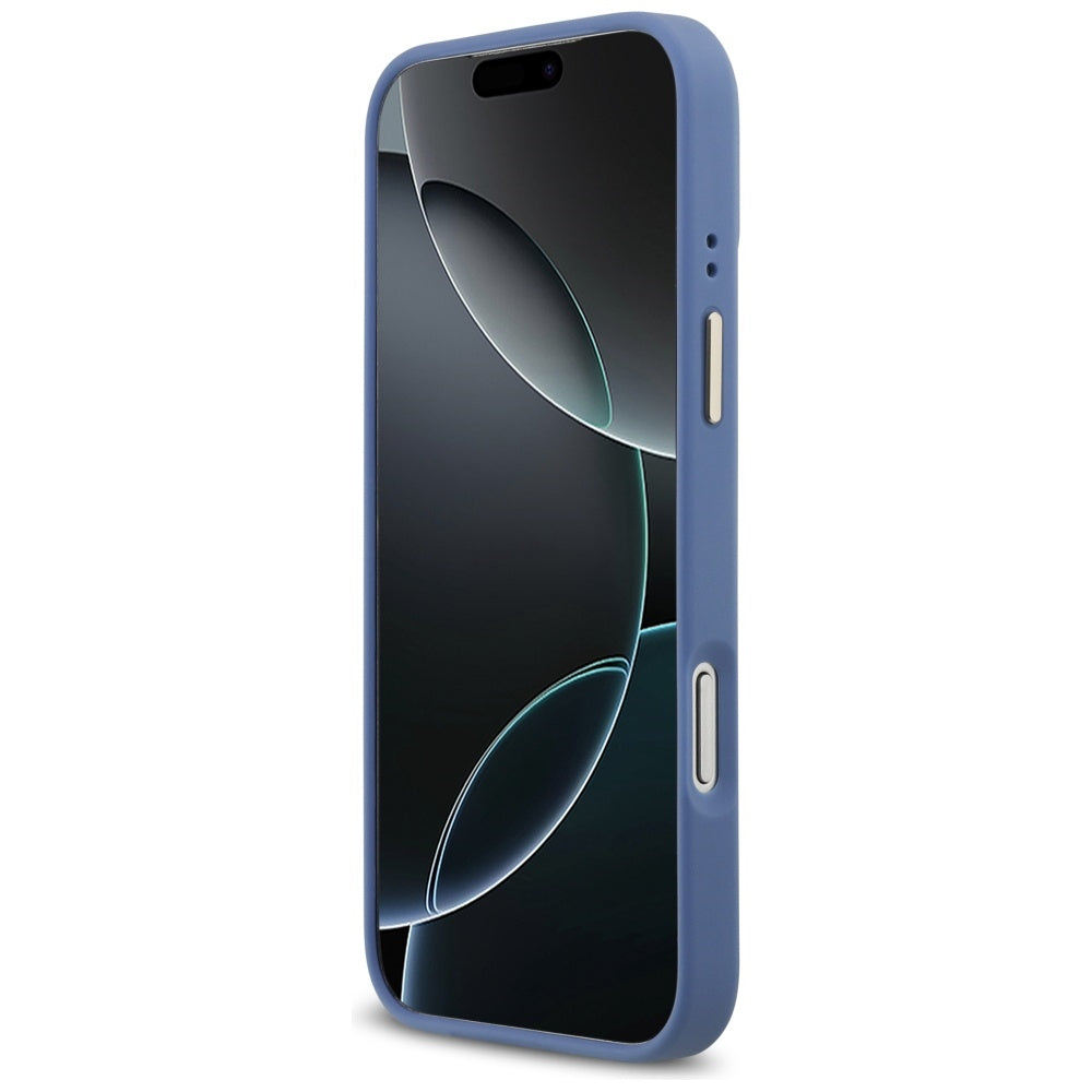 Etui MagSafe dla Apple iPhone 17 Pro Max, Guess, 4G Strass Logo with Big Strap, Niebieskie