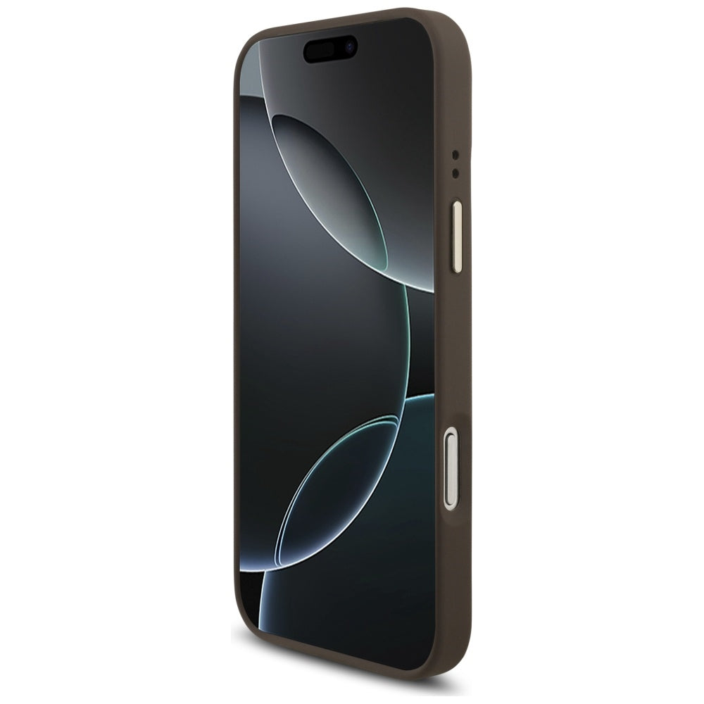 Etui MagSafe dla Apple iPhone 17 Pro Max, Guess, 4G Triangle Logo, Złoty Brąz
