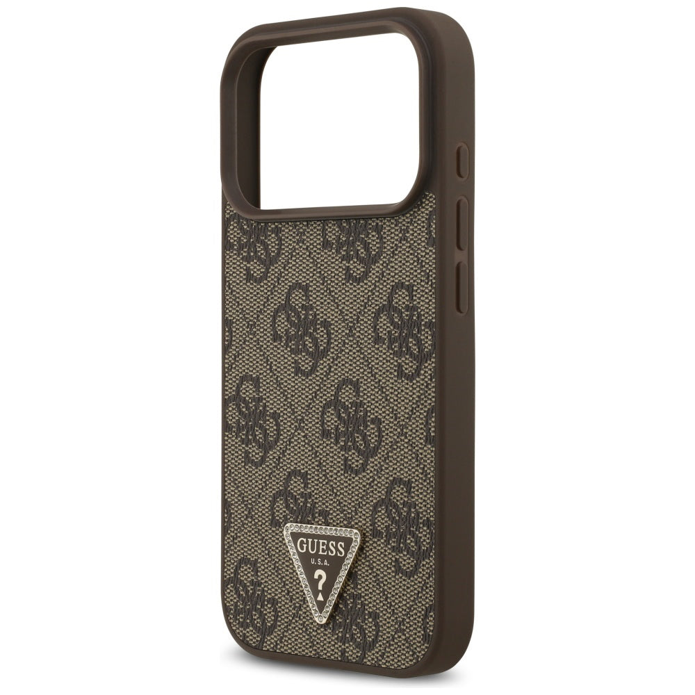 Etui MagSafe dla Apple iPhone 17 Pro Max, Guess, 4G Triangle Strass, Brązowy