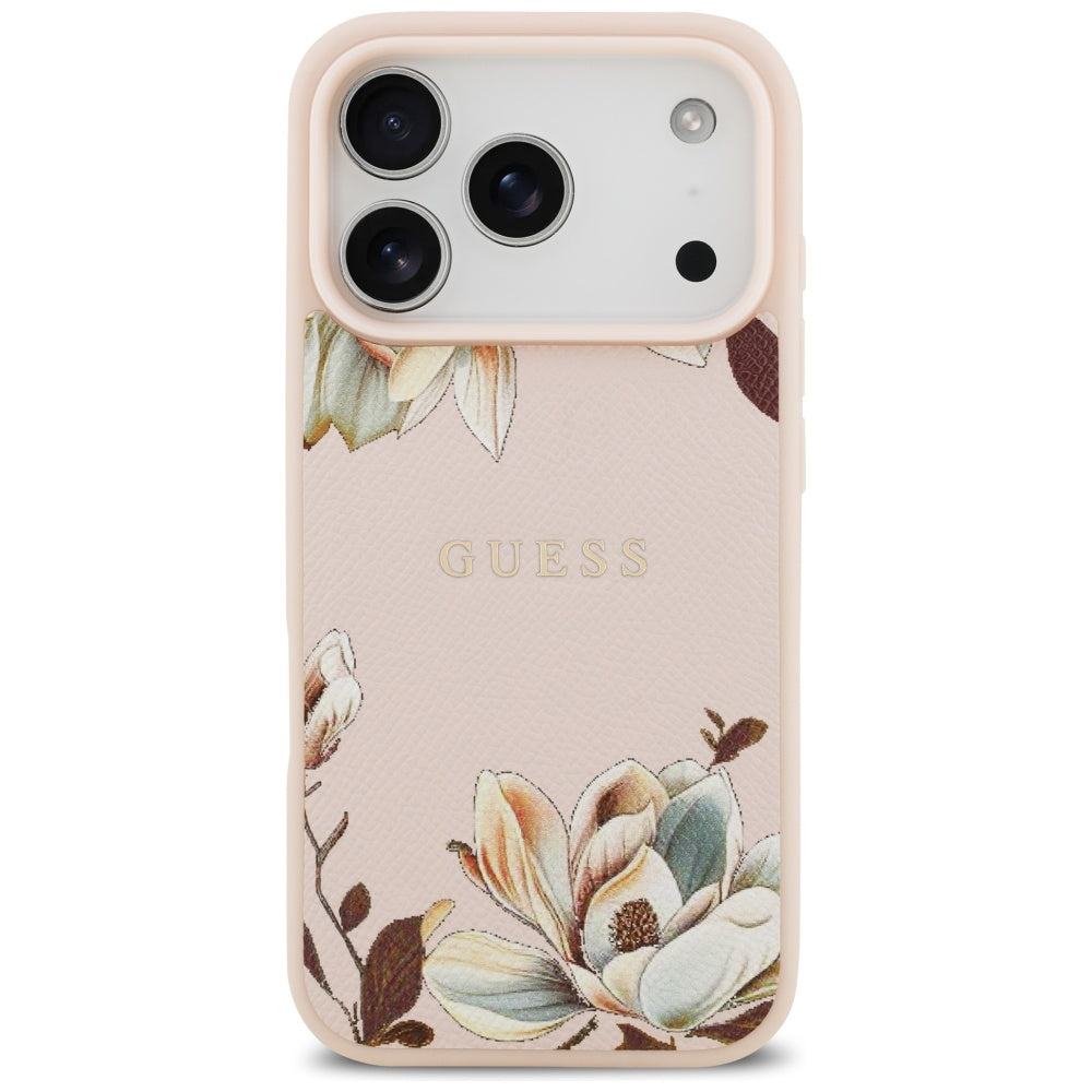 Etui MagSafe dla Apple iPhone 17 Pro Max, Guess, Grained Flowers, Różowy