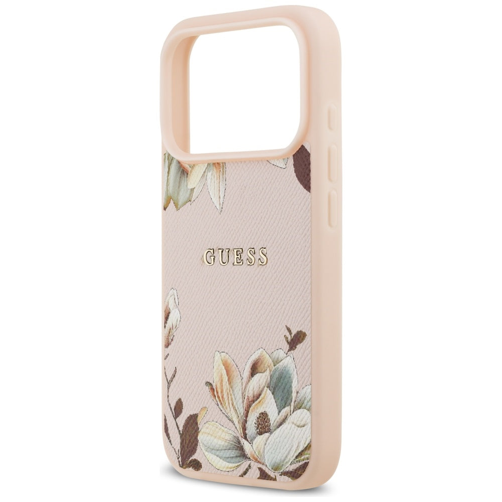 Etui MagSafe dla Apple iPhone 17 Pro Max, Guess, Grained Flowers, Różowy