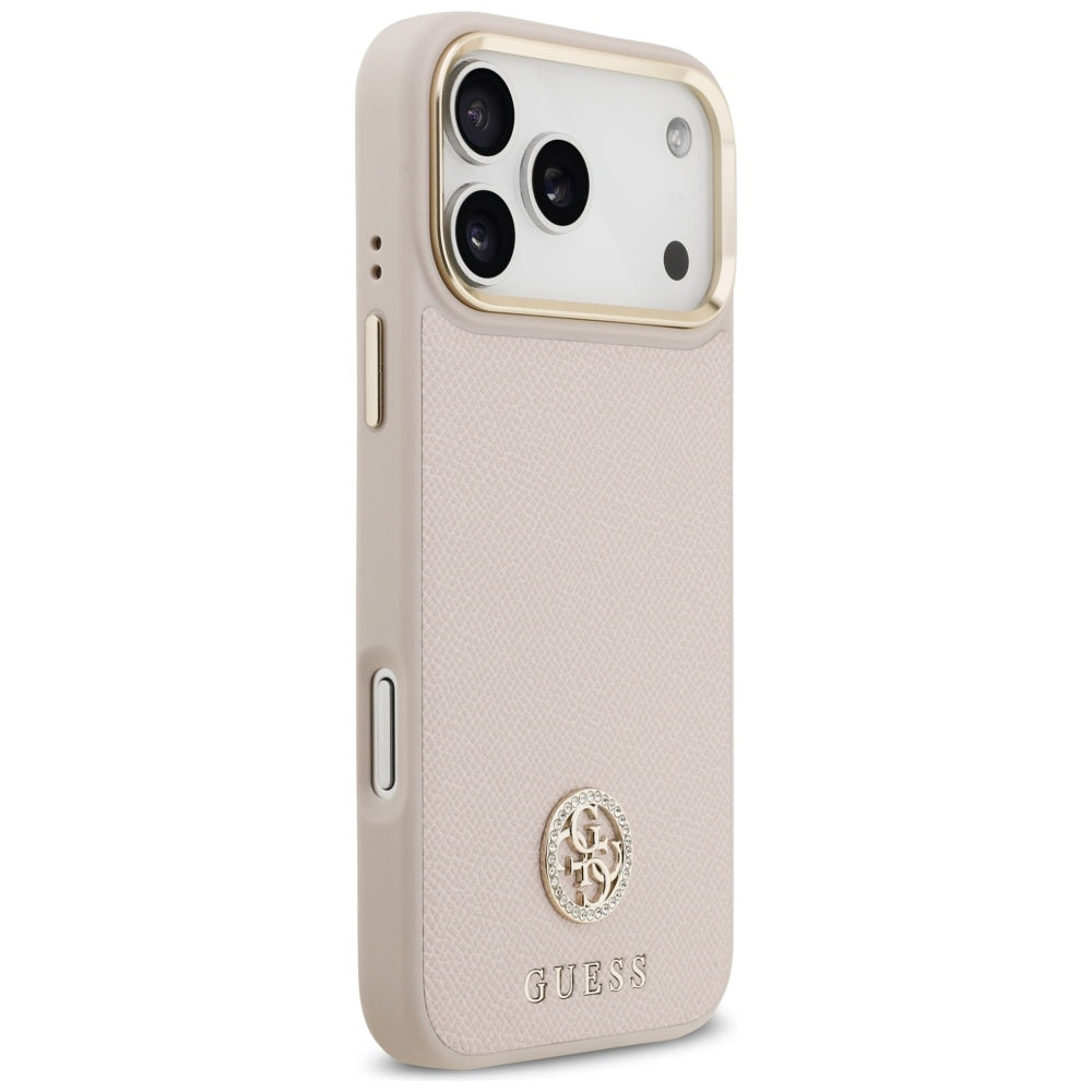 Etui MagSafe dla Apple iPhone 17 Pro Max, Guess, Grained Strass Logo, Różowy