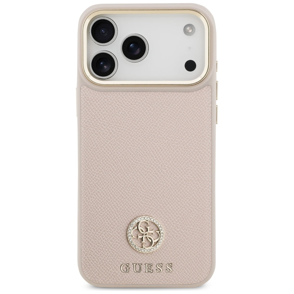 Etui MagSafe dla Apple iPhone 17 Pro Max, Guess, Grained Strass Logo, Różowy
