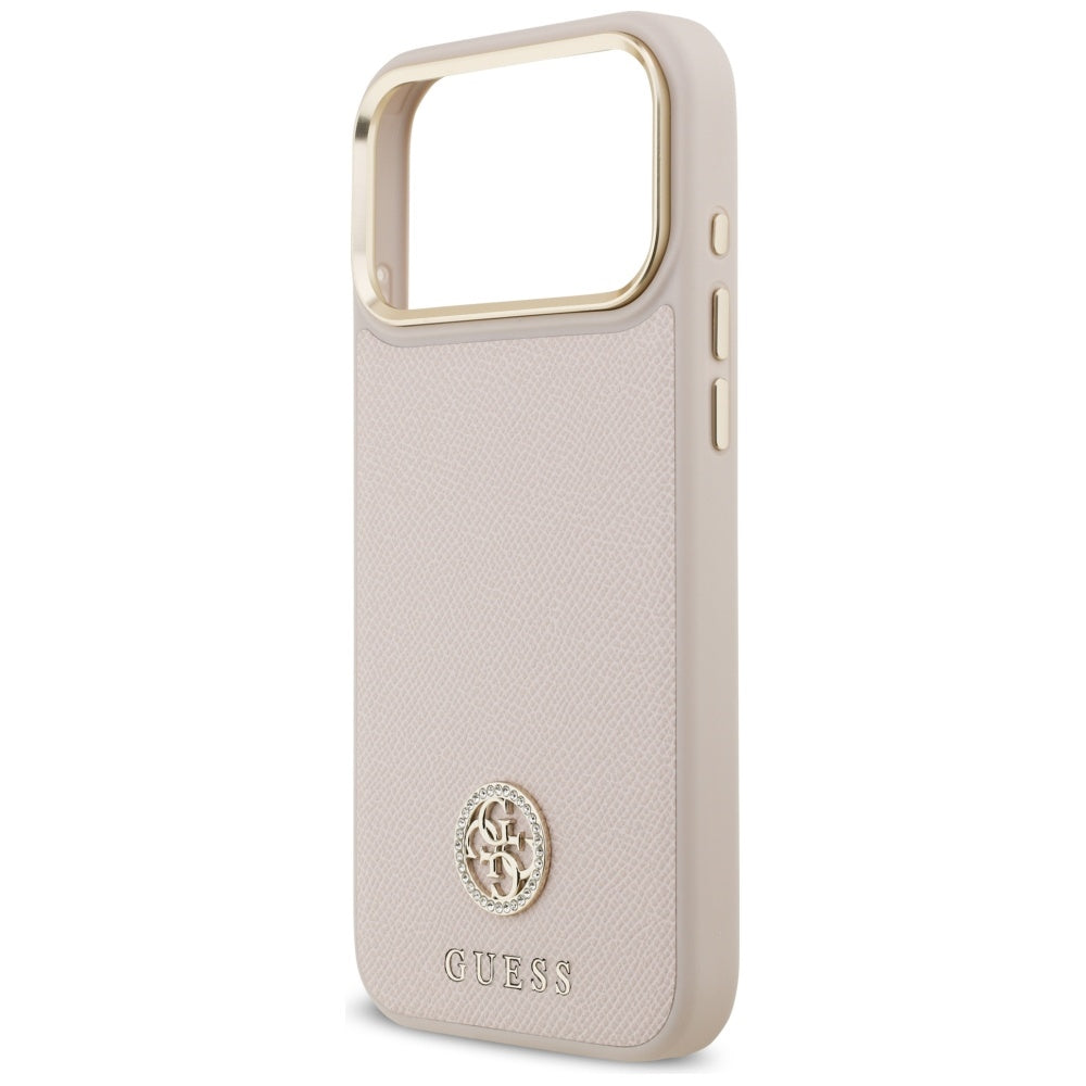 Etui MagSafe dla Apple iPhone 17 Pro Max, Guess, Grained Strass Logo, Różowy