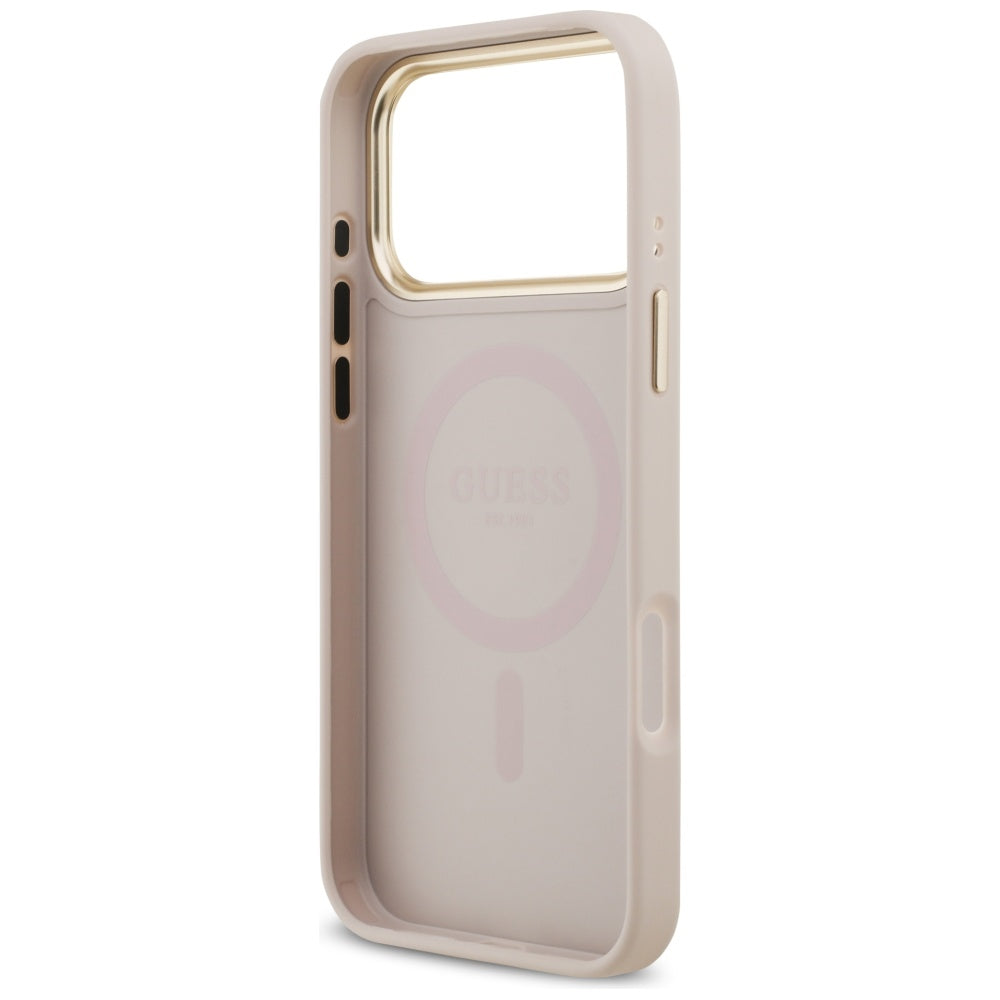 Etui MagSafe dla Apple iPhone 17 Pro Max, Guess, Grained Strass Logo, Różowy
