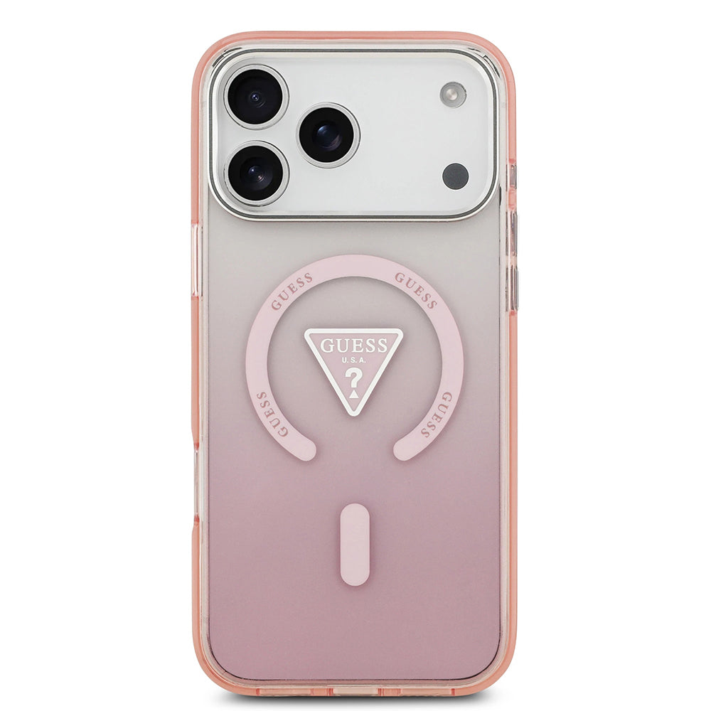 Etui MagSafe dla Apple iPhone 17 Pro Max, Guess, IML Gradient Triangle Logo, Różowy