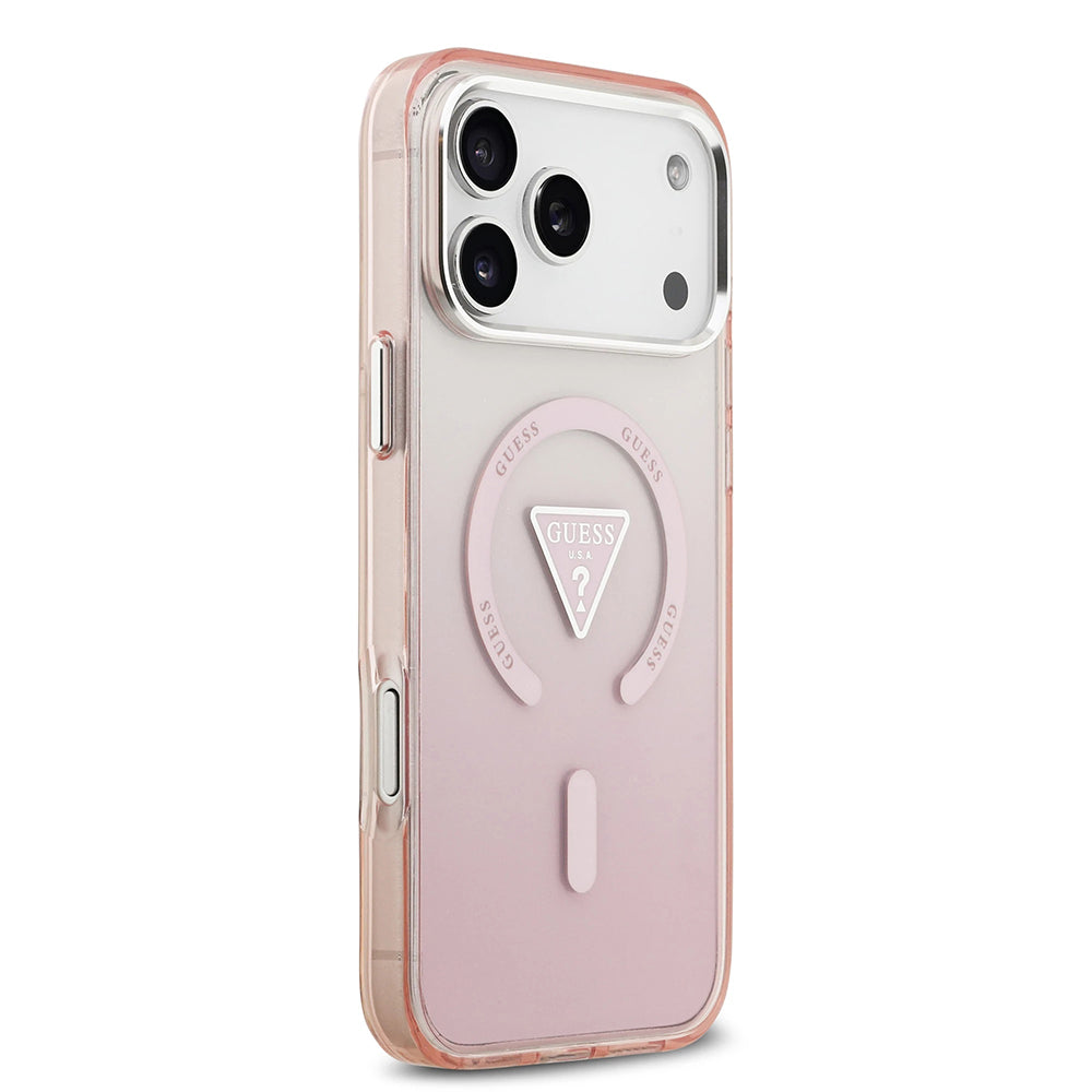 Etui MagSafe dla Apple iPhone 17 Pro Max, Guess, IML Gradient Triangle Logo, Różowy