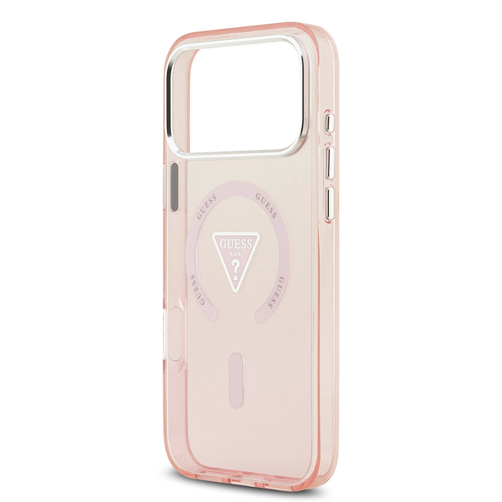 Etui MagSafe dla Apple iPhone 17 Pro Max, Guess, IML Gradient Triangle Logo, Różowy