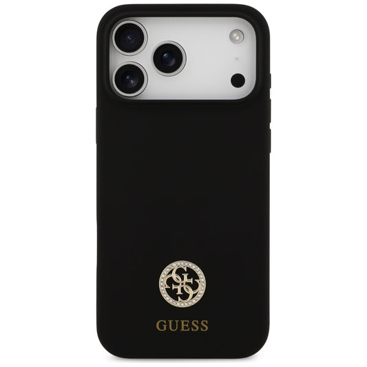 Etui MagSafe dla Apple iPhone 17 Pro Max, Guess, Logo Strass 4G, Czarne