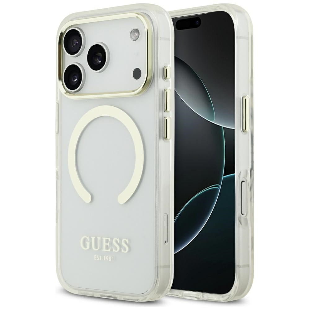 Etui MagSafe dla Apple iPhone 17 Pro Max, Guess, Metal Outline, Złote