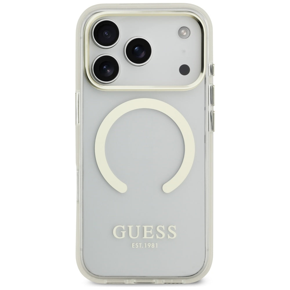 Etui MagSafe dla Apple iPhone 17 Pro Max, Guess, Metal Outline, Złote