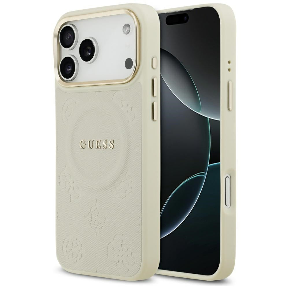 Etui MagSafe dla Apple iPhone 17 Pro Max, Guess, Peony Hot Stamp, Beżowy