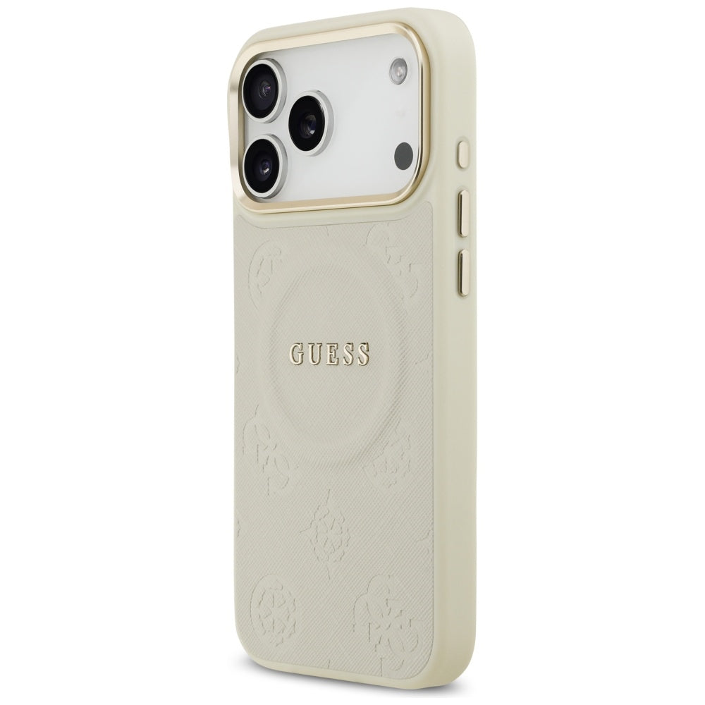 Etui MagSafe dla Apple iPhone 17 Pro Max, Guess, Peony Hot Stamp, Beżowy