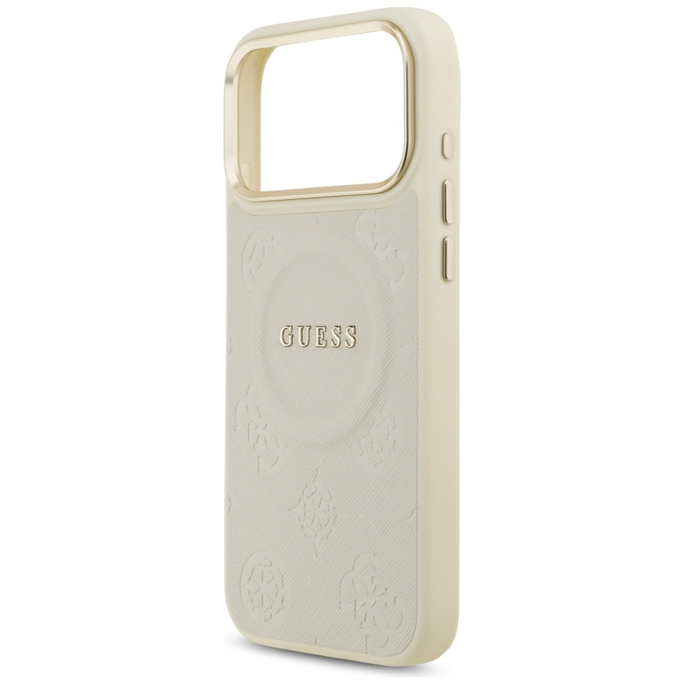 Etui MagSafe dla Apple iPhone 17 Pro Max, Guess, Peony Hot Stamp, Beżowy