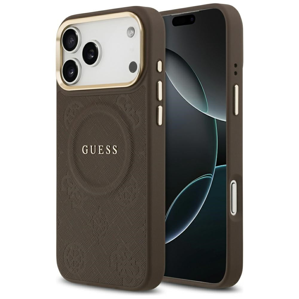 Etui MagSafe dla Apple iPhone 17 Pro Max, Guess, Peony Hot Stamp, Brązowy