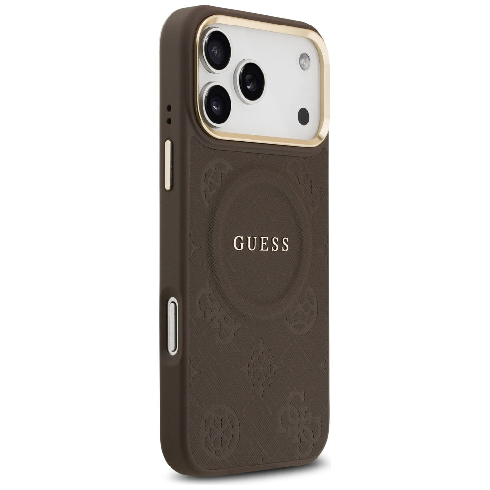 Etui MagSafe dla Apple iPhone 17 Pro Max, Guess, Peony Hot Stamp, Brązowy