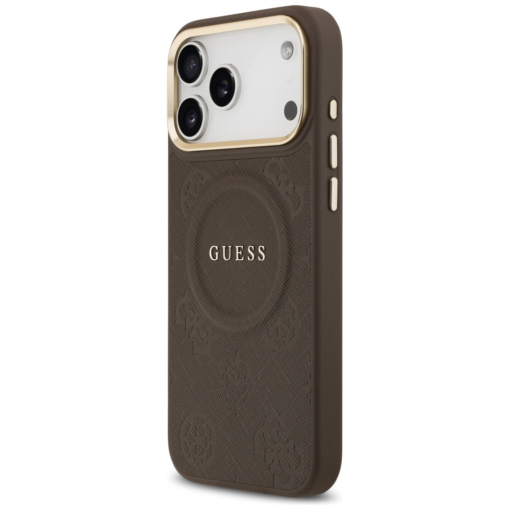 Etui MagSafe dla Apple iPhone 17 Pro Max, Guess, Peony Hot Stamp, Brązowy