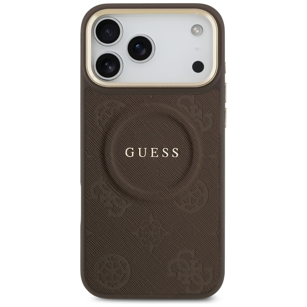 Etui MagSafe dla Apple iPhone 17 Pro Max, Guess, Peony Hot Stamp, Brązowy