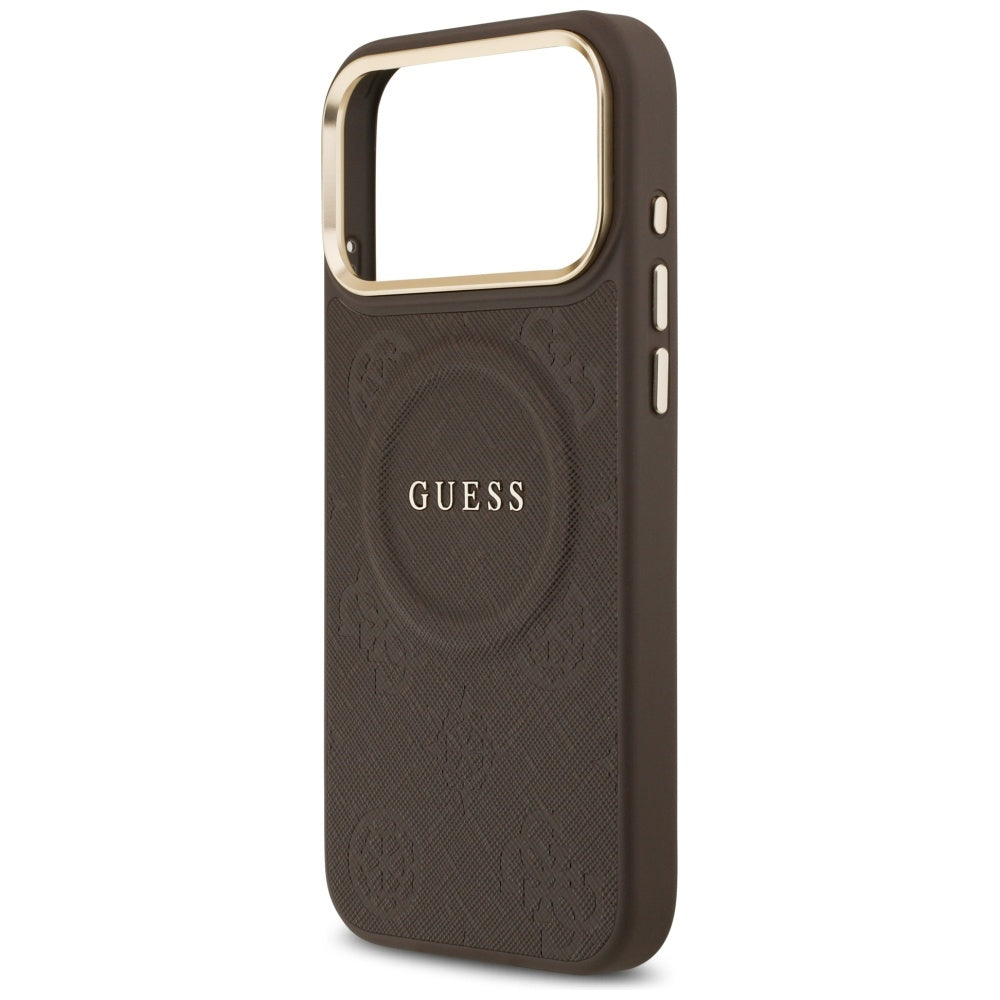 Etui MagSafe dla Apple iPhone 17 Pro Max, Guess, Peony Hot Stamp, Brązowy