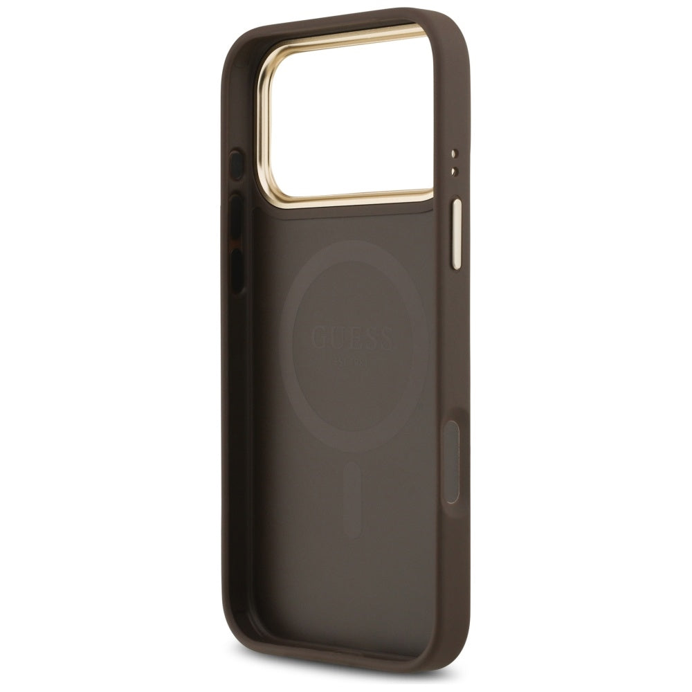 Etui MagSafe dla Apple iPhone 17 Pro Max, Guess, Peony Hot Stamp, Brązowy