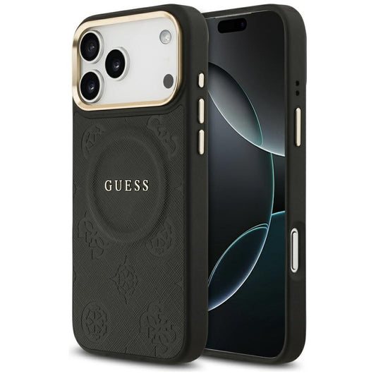 MagSafe Case for Apple iPhone 17 Pro Max, Guess, Peony Hot Stamp, Black