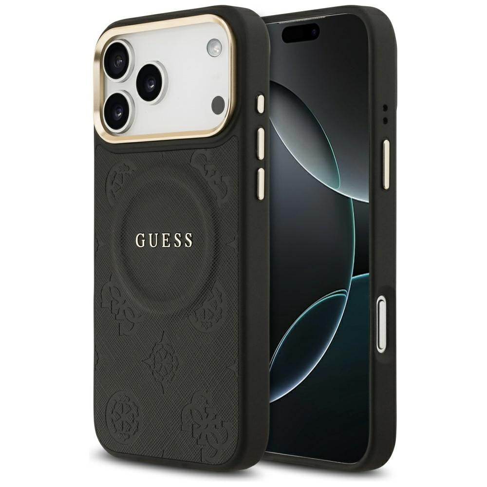 Etui MagSafe dla Apple iPhone 17 Pro Max, Guess, Peony Hot Stamp, Czarne