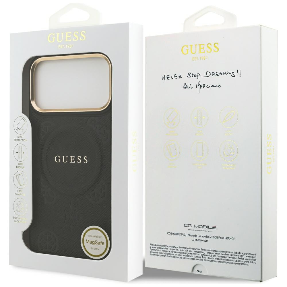 Etui MagSafe dla Apple iPhone 17 Pro Max, Guess, Peony Hot Stamp, Czarne