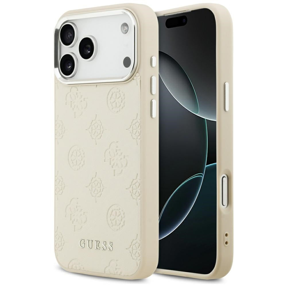Etui MagSafe dla Apple iPhone 17 Pro Max, Guess, Peony Hot Stamp Script, Beżowy