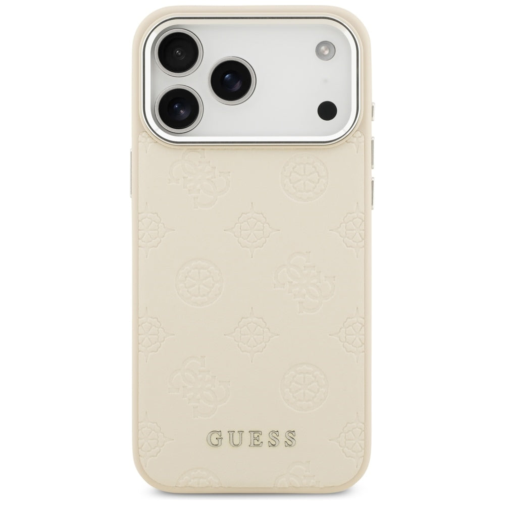Etui MagSafe dla Apple iPhone 17 Pro Max, Guess, Peony Hot Stamp Script, Beżowy