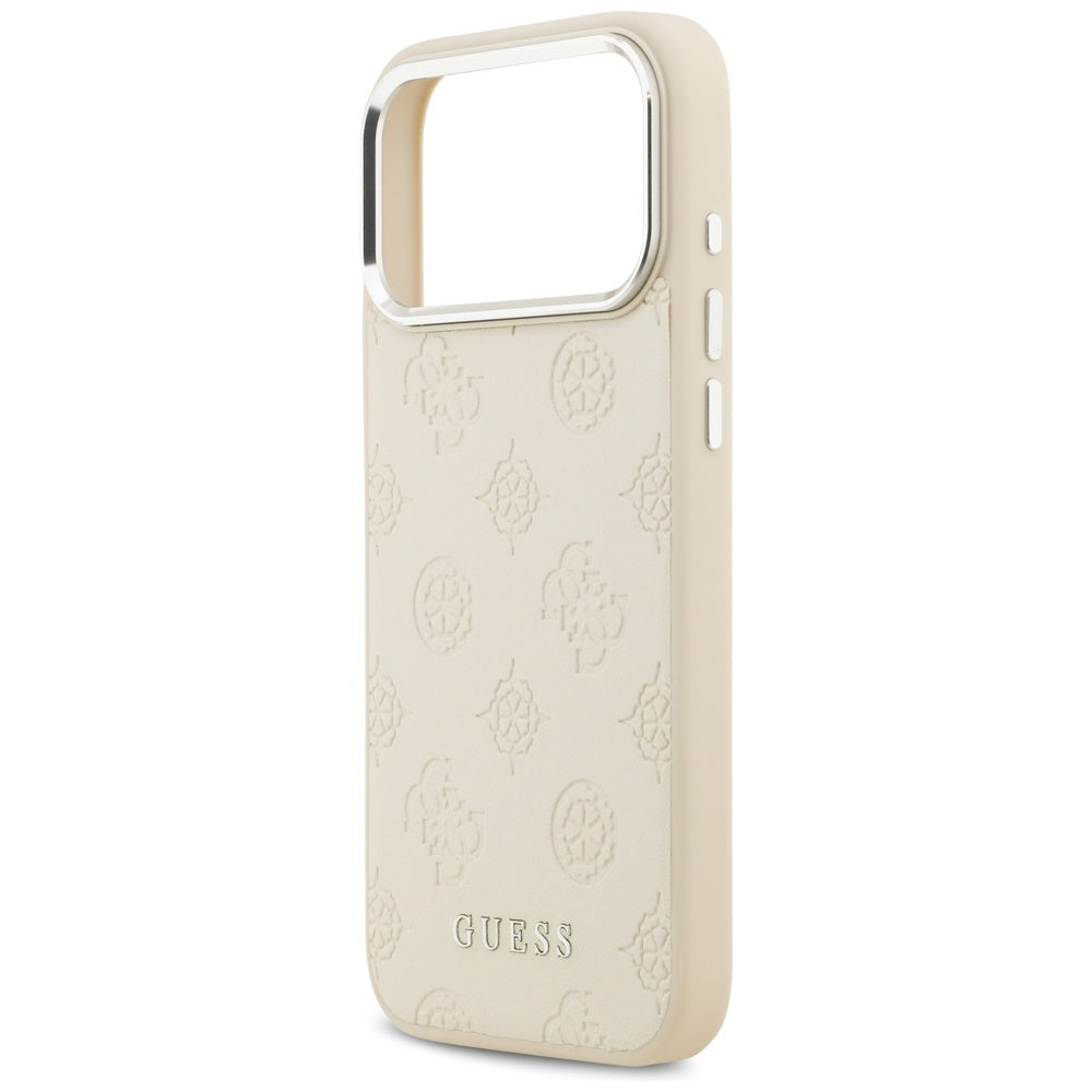 Etui MagSafe dla Apple iPhone 17 Pro Max, Guess, Peony Hot Stamp Script, Beżowy