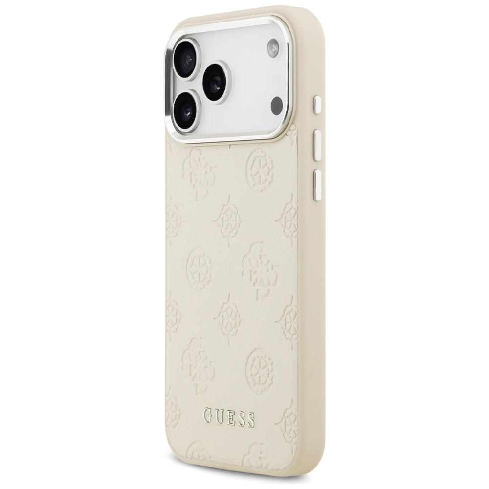 Etui MagSafe dla Apple iPhone 17 Pro Max, Guess, Peony Hot Stamp Script, Beżowy