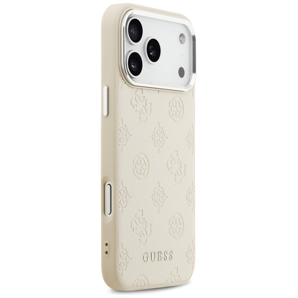Etui MagSafe dla Apple iPhone 17 Pro Max, Guess, Peony Hot Stamp Script, Beżowy